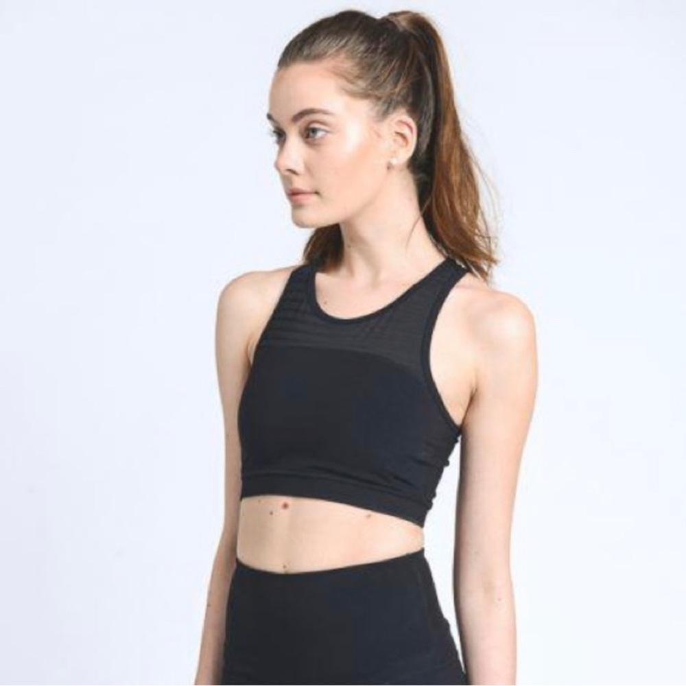 Mono B Black Burnout Mesh Sports Bra